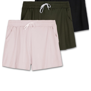 Real Essentials 2 Pack: Womens Ultra-Soft Athletic Lounge Casual Sweat Shorts with Pockets, Size XL