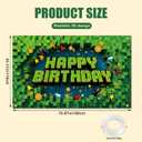 Pixel Happy Birthday Banner, Video Game Theme Birthday Pixel Banner Backdrop Cool Gaming Party Supply with Ribbon for Party Decoration Home Celebration for Kids