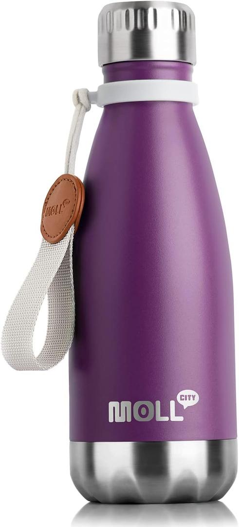 Kids Water Bottle for School-12 oz Stainless Steel Double Wall Vacuum Insulated Sports Water Bottle Reusable Metal Leak Proof Cola Shape Flask for Girls(Dark Purple) (12 Ounces)