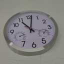 10 Inch Wall Clock with Temperature & Humidity, Aluminum Frame Wall Clocks, Sweep Silent Movement Accurate Clocks, Decorative for Kitchen Living Room Bedroom (Silver)