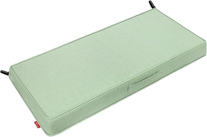 Pcinfuns Outdoor Bench Cushion,Water-Resistant,Comfortable & Durable Cushions for Garden Patio,Pads with Handle and Adjustable Straps,59 x 18 x 3 Inch,Light Green