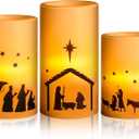 Nuanchu 3 Pcs Nativity Scene Candles Flameless Christmas LED Candles Battery Operated Warm Light for Advent Indoor Outdoor Home Table Decorations Christmas Holiday Decor