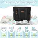 Pritent Diaper Bag Tote for Working Mom, Large Travel Diaper Tote for Mom and Dad with 14 Inch Laptop Sleeve, Mommy Maternity Travel Baby Bag for Boys and Girls, Black