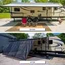 NAIMORUI RV Awning Shade Screen with Zipper, 9'X15'3" RV Awning Front Shade Screen, Black Mesh UV Blocker Sunshade Complete Kits for RV Camper Motorhome Trailer, Black