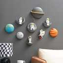 Astronauts Wall Decor Set of 3, Modern Home Wall Sculptures Decoration, 3D Cute Space Wall Decor for Boys Room, Outer Space Wall Decorations for Living Room Bedroom Playroom