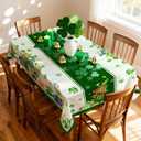 Hexagram St Patricks Day Tablecloth 52 x 70 Inch, Green St Patrick's Day Rectangle Shamrocks Table Cloth Gnome Truck Cover for Party Home Dinner Decor