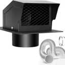 4 Inch Roof Vent Kit, Removable Roof Vent, Bathroom Exhaust Roof Vent for Dryer, 4 Inch Galvanized Steel with Damper,5FT Aluminum Ducting and Duct Clamps (4IN) (Black)