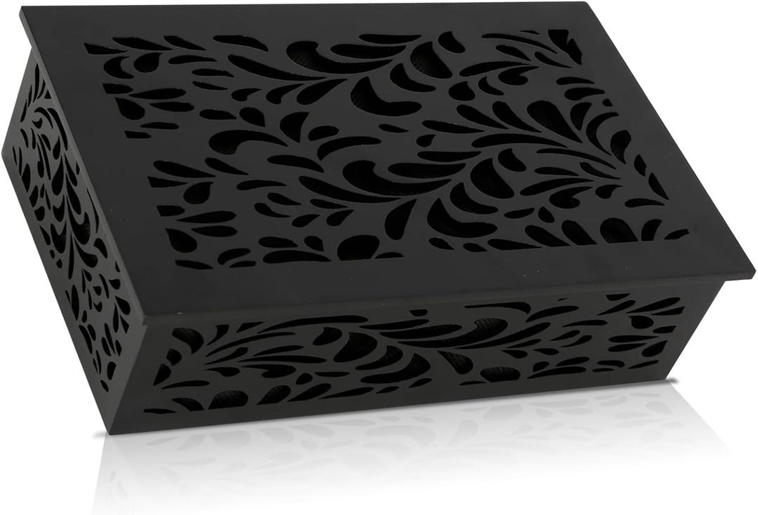 Doorbell Chime Cover Box Only, Wood Doorbell Cover Inside Decorative Door Bell Chime Box Covering Black Door Bell Cover for Indoor/Outdoor Home Wall (Type 2 Black)