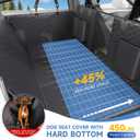 Dog Car Seat Cover Waterproof Vegan Leather, Scratchproof, Hard Bottom Back Seat Extender for Dogs, Non Slip Back Seat Protector with Mesh Window, Easy to Clean Fit Full Size Trucks, Black