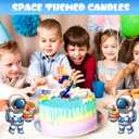 7 x Space Theme Birthday Candle Number 2 Universe Planet Rocket Spacecraft Cake Toppers for Boys Girls Kids Birthday Party Decorations