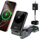 Qi2 3 in 1 Wireless Charger for Apple Devices, Qi2 15W Magnetic Foldable Wireless Fast Charger for iPhone 17/16/15/14/13/12, Apple Watch and AirPods