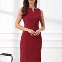 Allegra K Womens Work Sheath Dress Sleeveless Business Pencil Dresss (Red, XL)