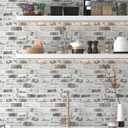 Brick Wallpaper Peel and Stick Wallpaper 17.3"x197" Grey and White 3D Brick Wallpapers Self Adhesive Vintage Wall Paper Removable Textured Contact Paper for Fireplace Kitchen Home Decoration Vinyl