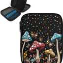 Cartoon Mushroom Crochet Storage Organizer with Web Pockets Butterfly Knitting Needle Storage Vacation Portable Crochet Hook Case for Holiday Decor