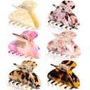 WILLBOND 6 Pieces Medium Hair Claw Clips for Thin Hair 2.6 Inch Tortoise Shell Clip Banana Jaw Hairpin French Style Barrettes Head Accessories for Women Girls(Retro Patterns)