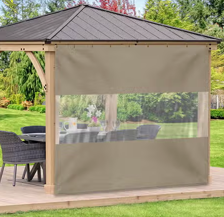 Curtain With Clear Vinyl Panel, Size 6 x 10 Ft
