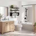 QEEIG Bathroom Long Wall Shelf Floating Shelves (Black, Set of 3, 31.5")