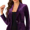 Allegra K Women's Halloween Christmas Office Coat Solid Shawl Collar 1 Button Velvet Blazer (Violet), Size S