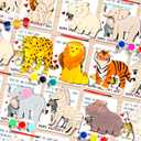 xFFFun Valentines Day Gifts for Kids - 28 PCS Safari Wood Craft Painting Kits with Valentine's Day Cards with Art Supplies for Classroom Kids Boys Girls Gifts Exchanges Valentines Party Favors