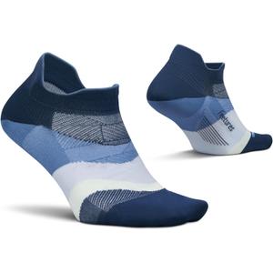 Feetures Elite Ultra Light No Show Tab Ankle Socks - Sport Sock with Targeted Compression (Large, Blue Wave (1 Pair))