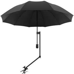 XLINGZA UPF 50+ Beach Umbrella with Adjustable Universal Clamp, Manual
