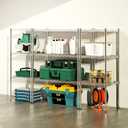 Whitmor 1 Tier Supreme Stacking Shelving Unit, Wire Metal Home Storage Organizer, 30" L x 14" W x 15" H, Chrome w/Liner, 1-TIER,30"L x 14"W x 15"H,Sliver w/Liner