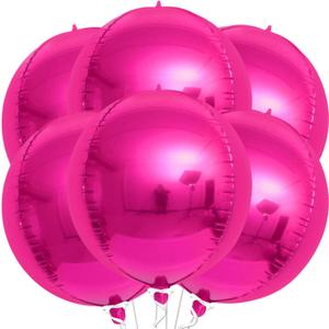 KatchOn, Big Hot Pink Balloons - 22 Inch, Pack of 6 | Round 4D Mylar Hot Pink Foil Balloons for Birthday Day Decorations, Pink Party Decoration | Graduation Decorations 2025