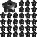 Zhengmy 30 Pcs Female Threaded Knob Black Plastic Head Thru Star Nuts Clamping(5 Star, 5/16''-18)