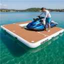 Inflatable Jet Ski Dock, Heavy Duty Floating PWC Docking Station with Non-Slip EVA Pad, Portable Marine Platform or Boat Bumpers Fenders for Docking Include Pump, 8.5*8FT U