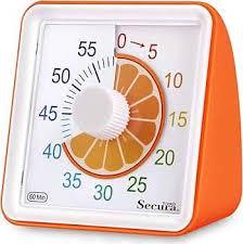 Secura 60-Minute Visual Timer, Classroom Timer, Countdown Timer for Kids and Adults, Time Management Tool for Teaching (Orang)