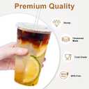 24 oz 100 Pack Plastic Cups with Lids and Straws, Sturdy Food Safe Iced Clear Coffee Cups Disposable Smoothie Cups for Cold Drinks