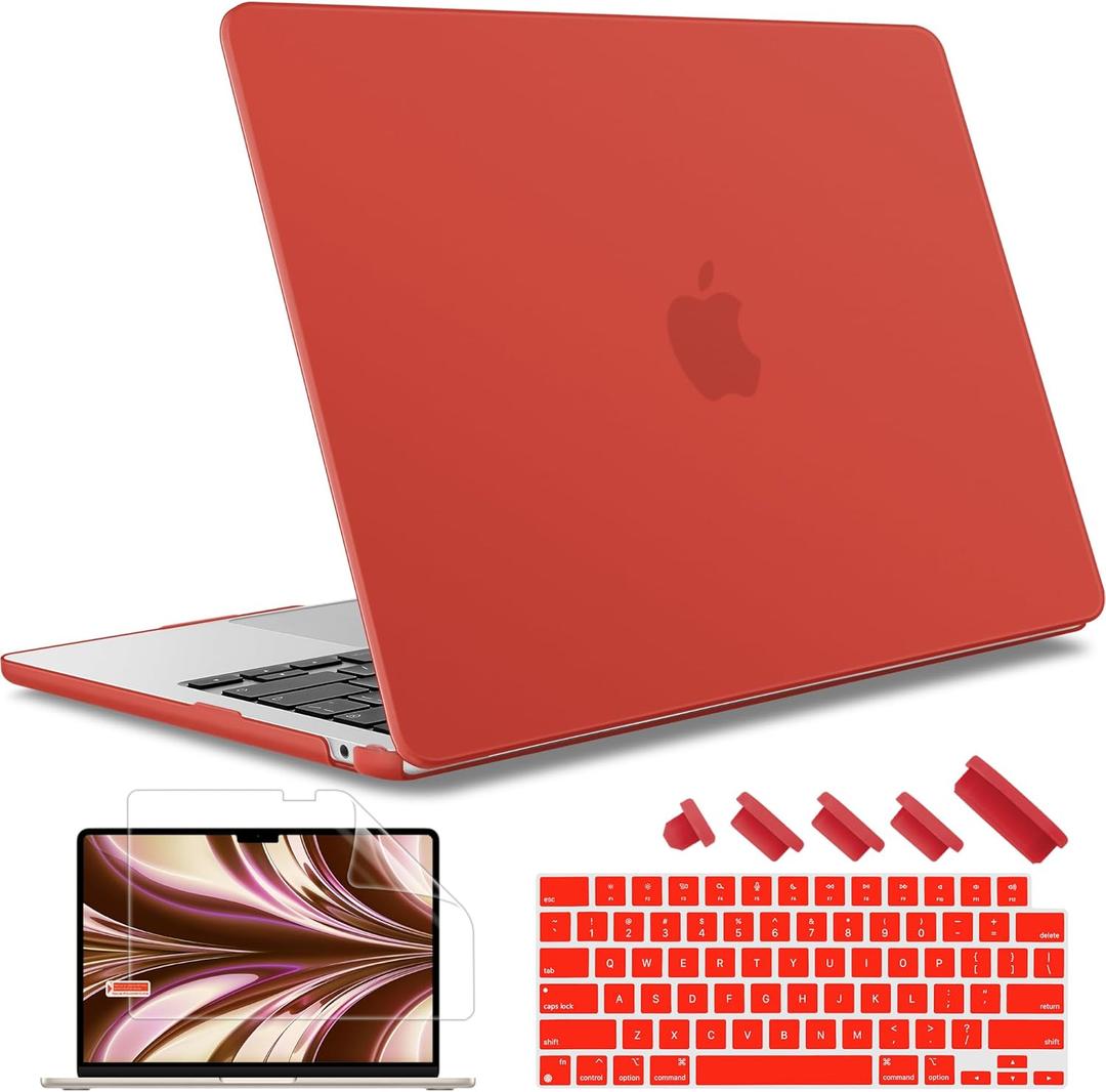 May Chen for M4 MacBook Air 13.6 inch Case 2025 2024 2023 2022 Release A3240 M3 A3113 M2 A2681, Plastic Hard Shell Case for MacBook Air 13.6" with Retina Display Fits Touch ID, Matte Red