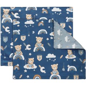 PurpleEssences Reusable Cloth Placemats | Reusable, Eco-Friendly | 15"x13", 2-ply, Thick, Absorbent, Machine Washable | Set of 2 Placemats - Teddy