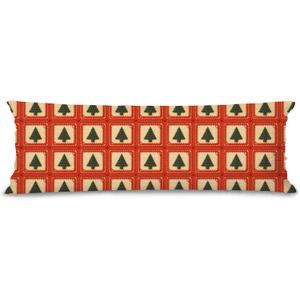 Green Christmas Tree Body Pillow Cover 20x54, Vintage Red and Green Christmas Tree Crochet Pattern Long Body Hug Pillow Pillowcase for Bed Couch Kids Adults