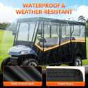 Golf Cart Enclosure for 6 Passenger, 600D Waterproof Golf Cart Rain Cover with Clear PVC Windshields, Compatible with Club Car & EZGO, Fits Extended Roof, Roll-Up Doors & Windproof Straps