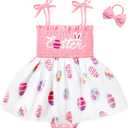 HONGTEYA Baby Girl 1st Birthday Outfit Girl First Birthday Clothes One Year Old Gifts Romper Tulle Summer Newborn Dress (12-18 Months, Easter)