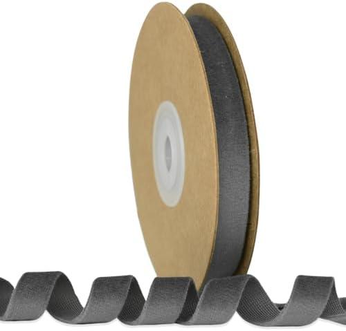 Grey Velvet Ribbon 3/ 8 Inch 10 Yards Single Faced Vintage Ribbon for Christmas Tree Wreath Gift Wrapping Floral Bouquets Party Decor Ideal for Choker Hair Bows Crafts with Spool