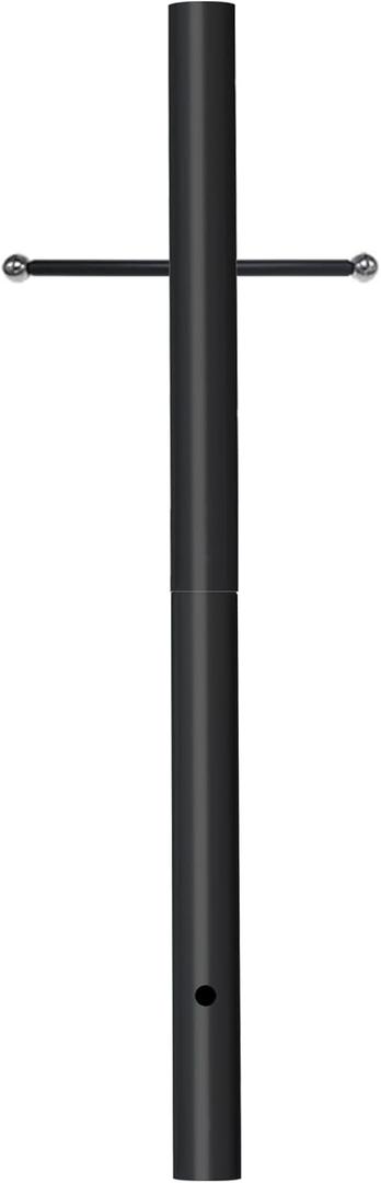 80 in. H x 3 in. Diameter Outdoor Lamp Post, Cast Iron Cross Arm, for Driveway, Pathways, Front Yard, Weather Resistant, Direct Burial Post in Black