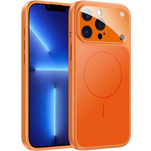 TOBOVON for iPhone 13 Pro Max Case with Camera Lens Protector, Compatible with MagSafe, Slim Matte Magnetic Shockproof Phone Cover for iPhone13 ProMax, Orange
