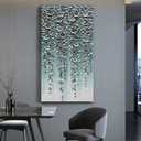 Epicler Large-Scale Oil Painting on Canvas Wall Art,46x23 inches Hand-Painted White Flower Wall Painting, Abstract Canvas Wall Art for Home Wall Decoration