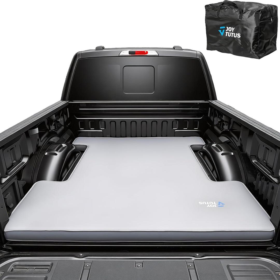 JOYTUTUS Foam & Air Camping Mattress for 5.5-5.8Ft - 4" Thickened Self-Inflating Car Bed, Wear-Resistant, Portable Sleeping Pad Fits,Full Size Short Beds for Pickup Outdoor Camping