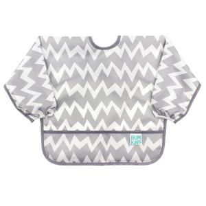 Bumkins Sleeved Bib for Girl or Boy, Baby and Toddler for 6-24 Mos, Essential Must Have for Eating, Feeding, Baby Led Weaning Supplies, Long Sleeve Mess Saving Food Catcher, Soft Fabric, Gray Chevron