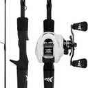 KastKing Crixus Fishing Rod and Reel Combo, High Performance Spinning & Baitcaster Combo, IM6 Graphite 2Pc Blanks, Zirconium Oxide Rings, SuperPolymer Handle, Lightweight Reel with Aluminum Spool, Cast-6'0" Medium- Right Handed-2pcs
