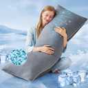 YZ HOME Cooling Body Pillow for Adults- Pillow Insert with Shredded Blue Memory Foam, Soft Support for Side Sleeper, Pregnant Women，Back Pain Relief, Washable Pillowcase (20x54 Inch, Dark Gray)