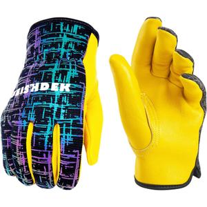 Kids Genuine Leather Work Gloves, Kids Gardening Work Gloves Safety Gloves, Reflective, Breathable Design, Perfect for Children Gardening, Yard Work, Outdoor (Small, Black, 2-3 Years Old)