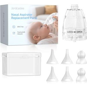 Nasal Aspirator Replacement Parts Compatible with GROWNSY, X-Bosak, Watolt Nose Sucker for Baby & Toddlers, Suction Chamber and 6pcs Silicone Tips Replacement Kit