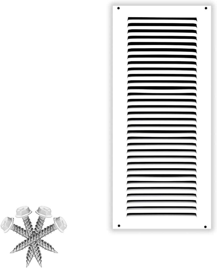 8" x 26" Return Air Grille - Sidewall and Ceiling - HVAC Vent Duct Cover Diffuser - [White] [Outer Dimensions: 9.75w X 27.75" h]