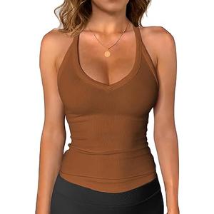 iGENJUN Workout Tops for Women Racerback Basic Tank Summer 2025 Camisole V Neck Slim Fit Ribbed Sleeveless
