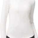 THE GYM PEOPLE Fleece Mock Turtleneck Pullover Base Layer Shirts Long Sleeve Workout Tops with Thumb Hole (Small, Beige)