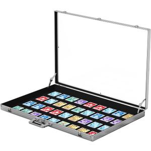 Portable Trade Show Display Case, 28"x20" Aluminum Card Show Display Case with Lock, Large Table Top Sports Card Display Case with Clear Acrylic Glass for Jewelry, Trading Card, Collectibles Shows